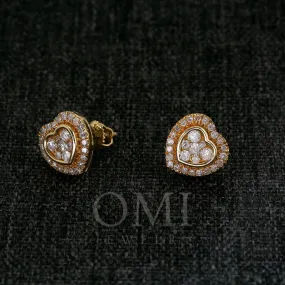 10K GOLD DIAMOND HEART STUD EARRINGS 0.56 CTW