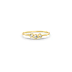 14k 3 Graduated Diamond Bezel Curve Ring