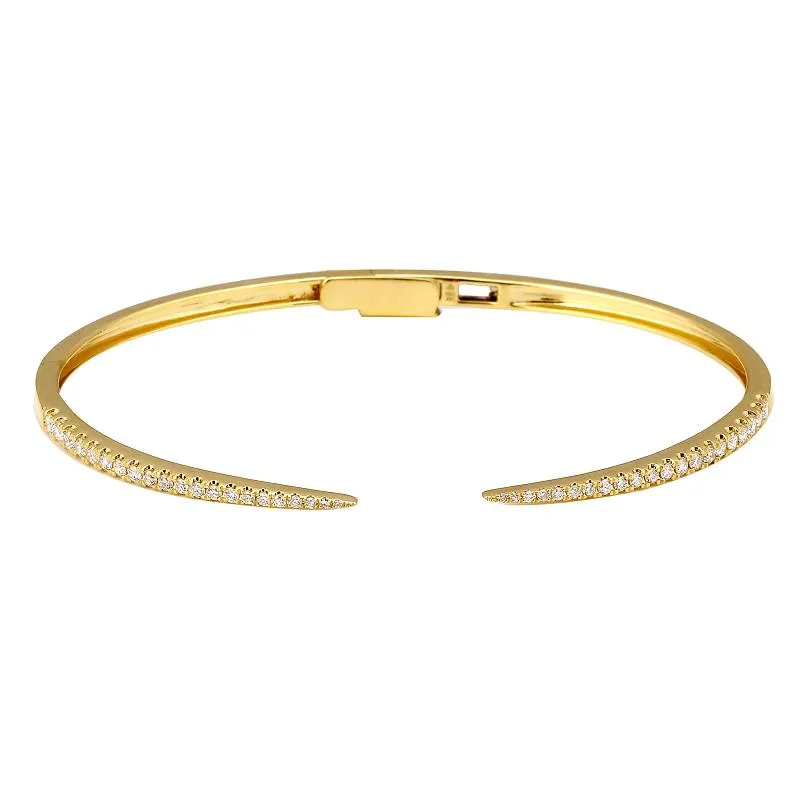 14K Yellow or White Gold Diamond Claw Bangle