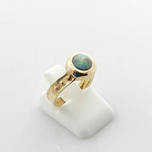 14kt Gold Australian Opal Inlay Ring Size