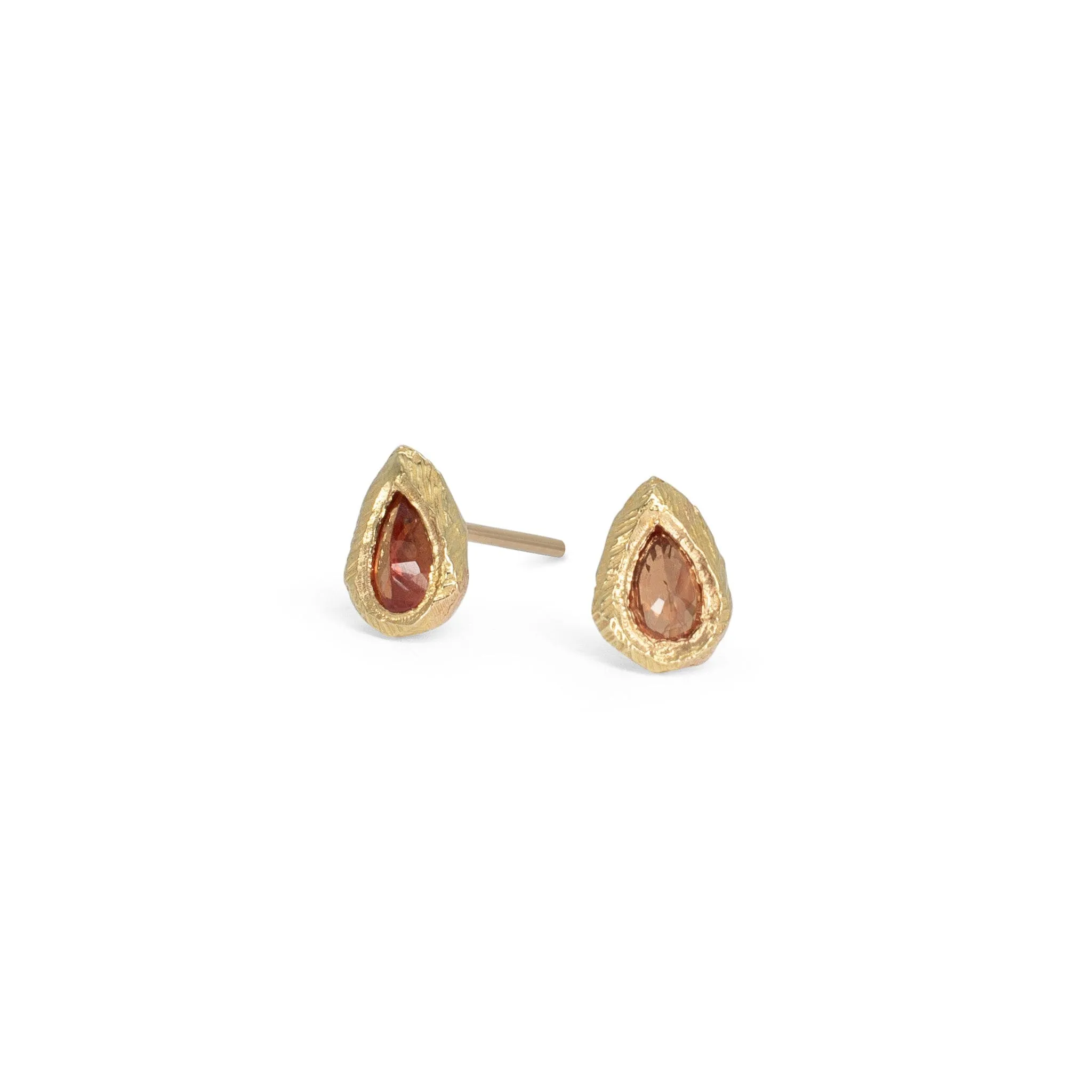 18K Teardrop Studs in Poppy Red Sapphire