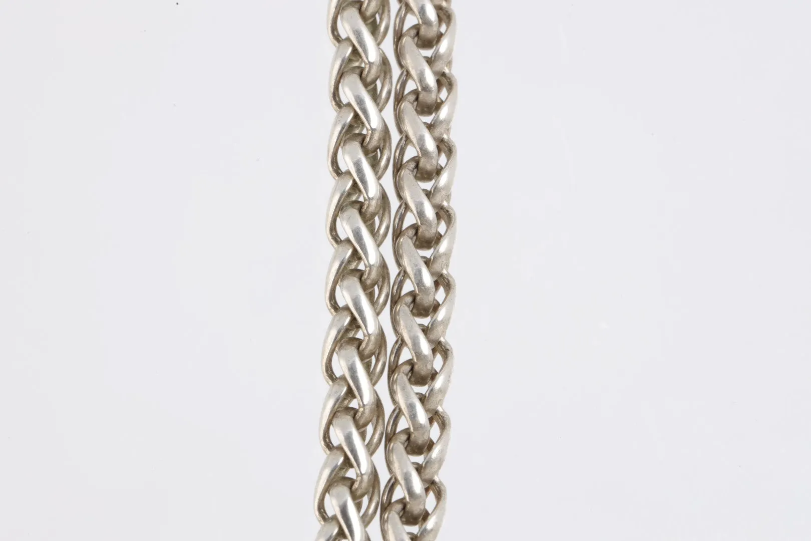 18" Filli Menegatti 925 Silver Yellow Gold Double Wheat Chain Necklace (51.50g.)