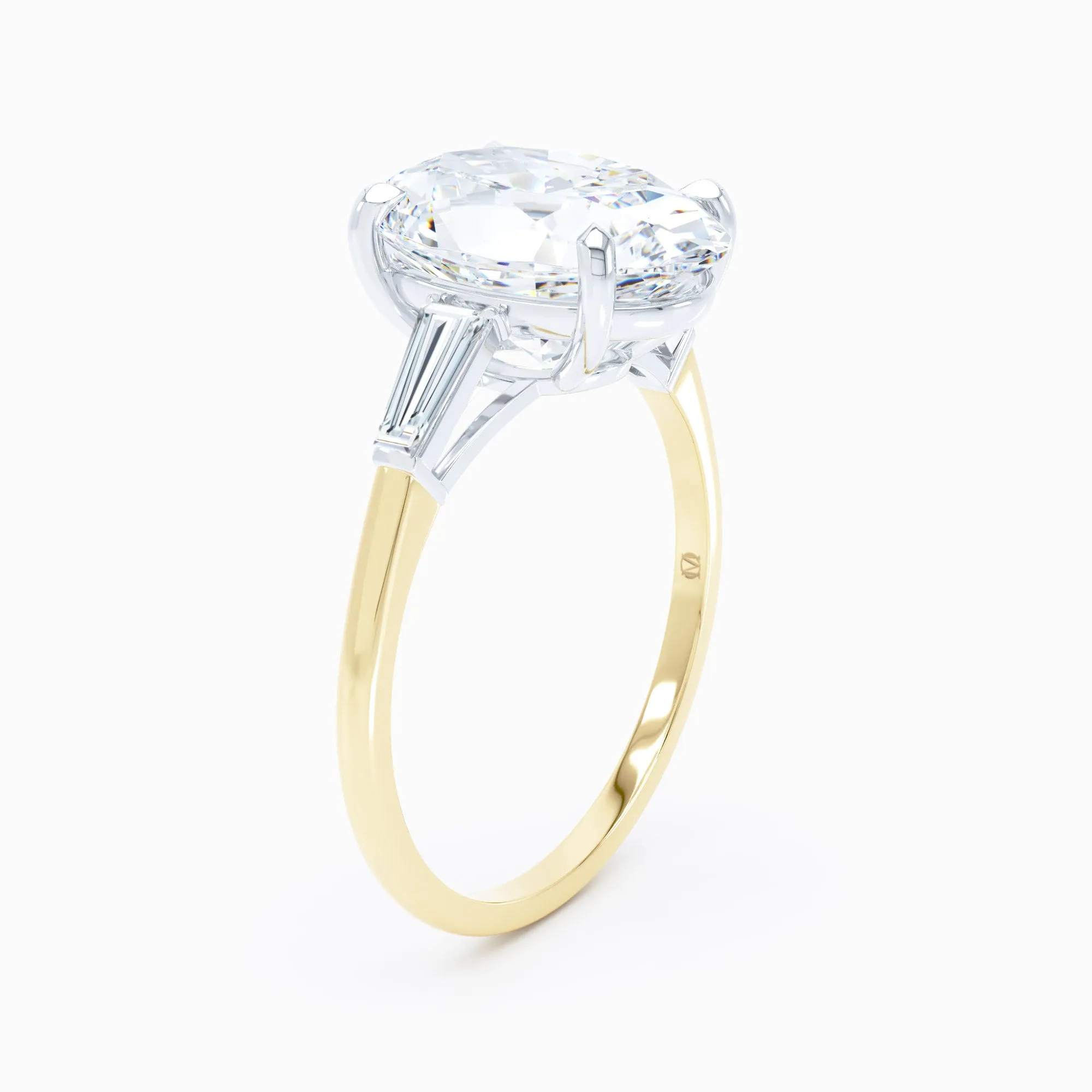 3 Stone - Baguette Sides - Oval Engagement Ring