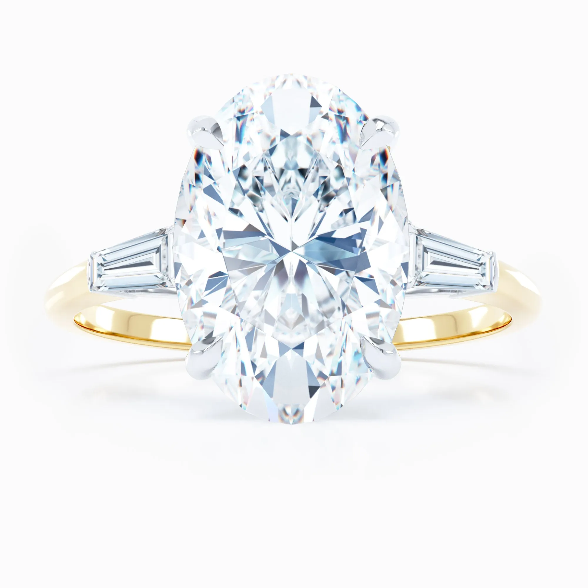 3 Stone - Baguette Sides - Oval Engagement Ring