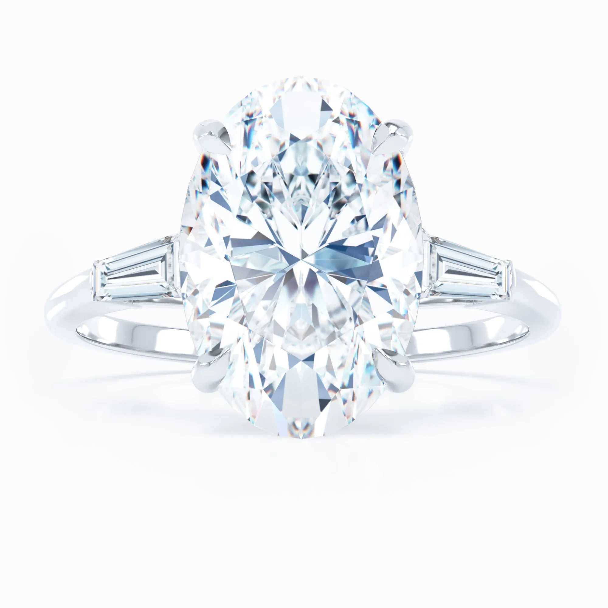 3 Stone - Baguette Sides - Oval Engagement Ring