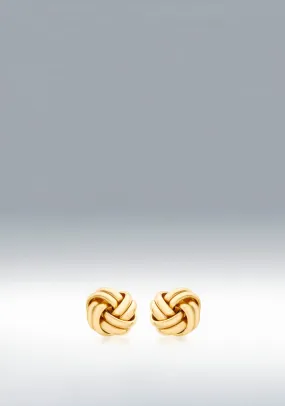 9 Carat Gold Knot Stud Earrings, Yellow Gold