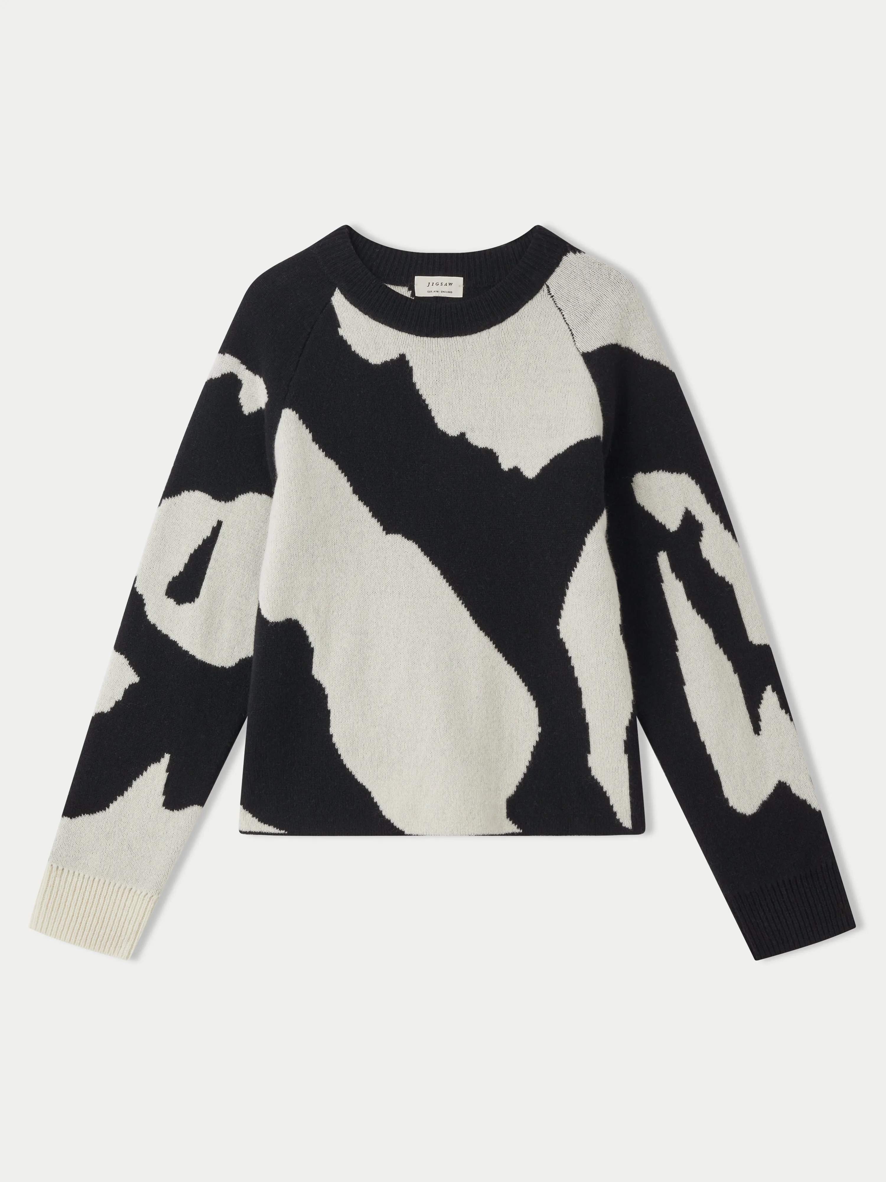 Abstract Jacquard Crew Jumper | Monochrome