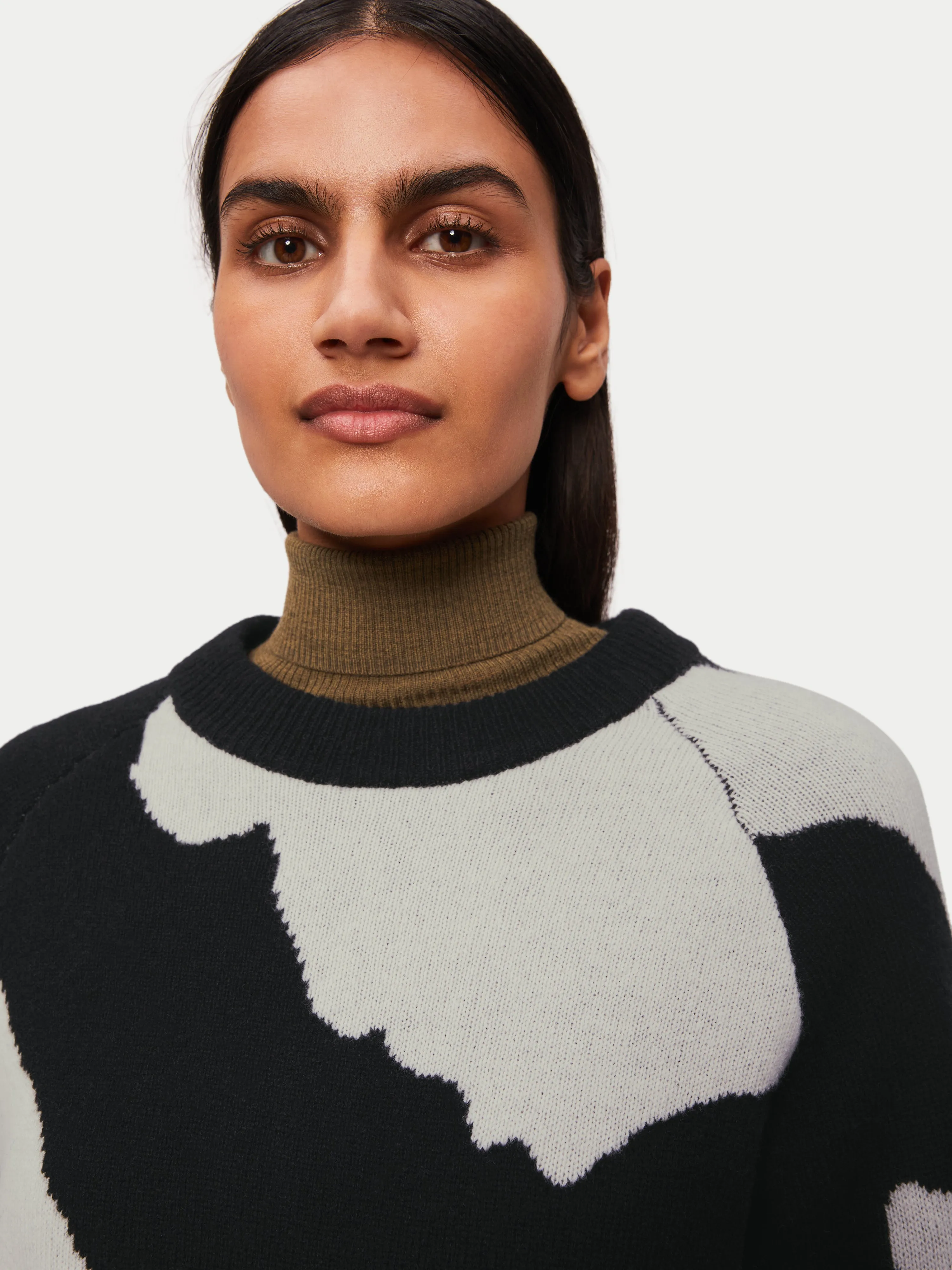 Abstract Jacquard Crew Jumper | Monochrome