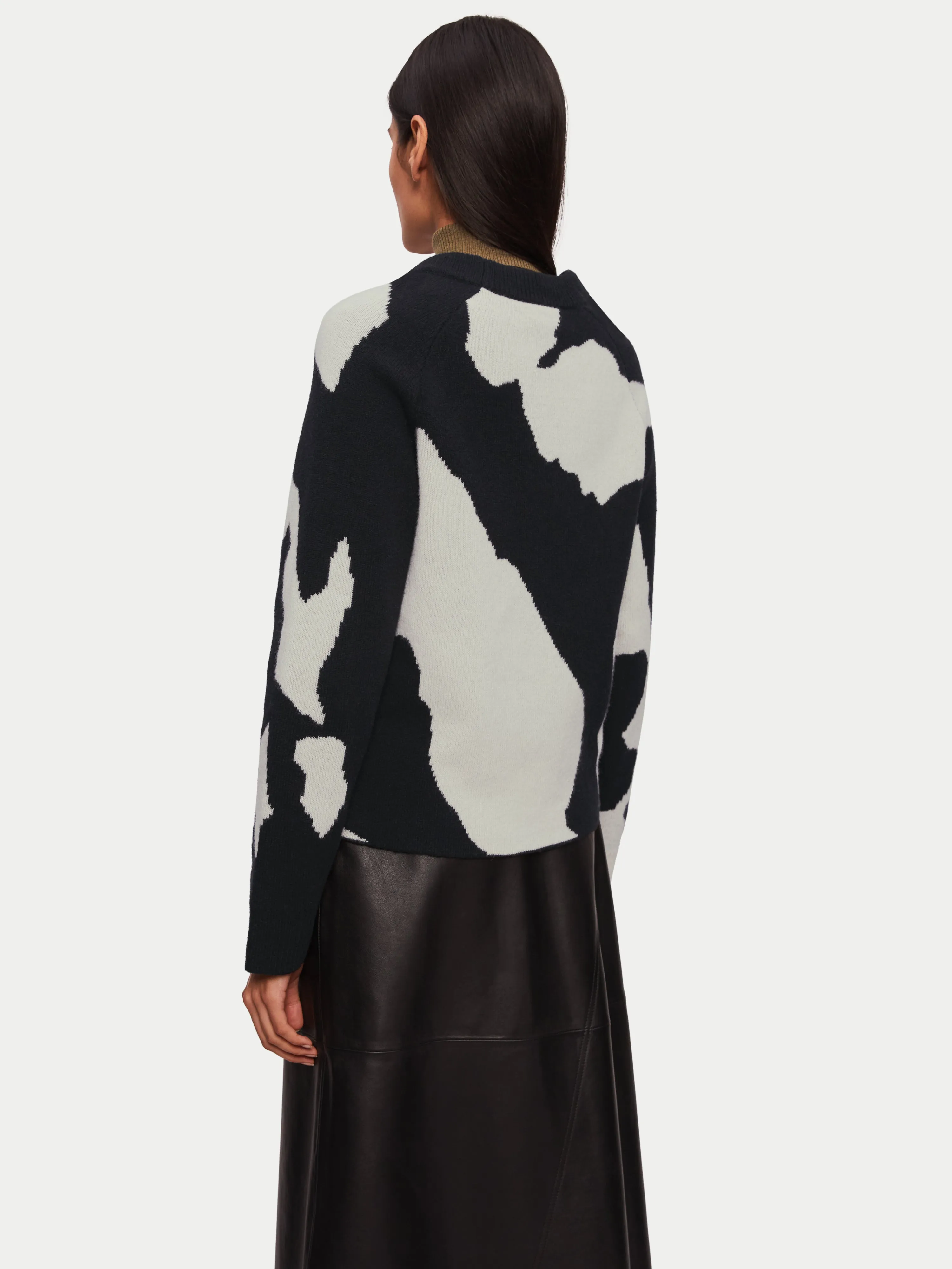 Abstract Jacquard Crew Jumper | Monochrome