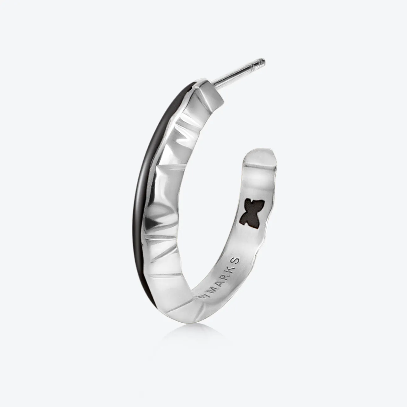 A.Iceberg SM 18K Whitegold Hoops w. Black enamel