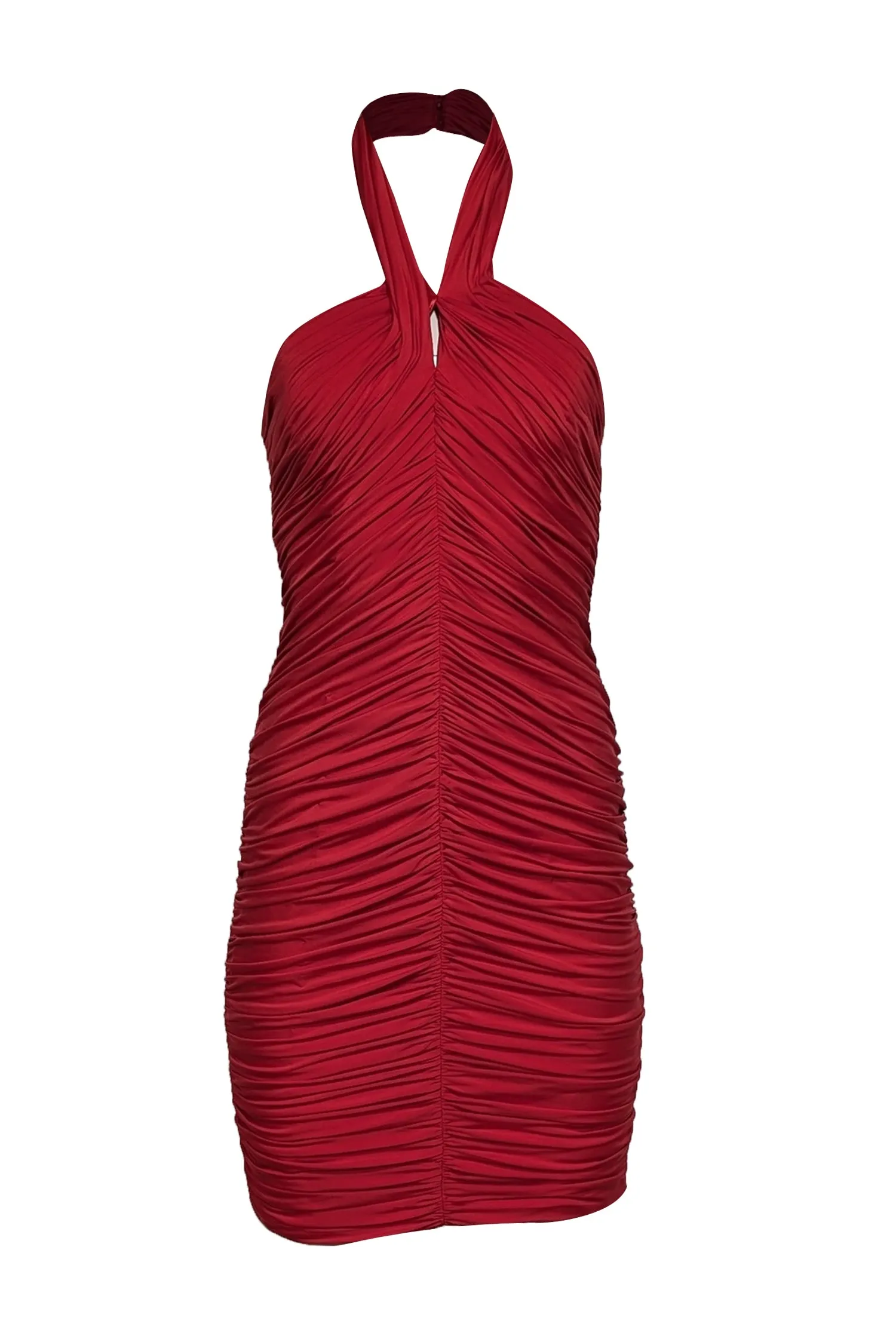 Aidan Mattox - Red Ruched Halter Dress Sz 4