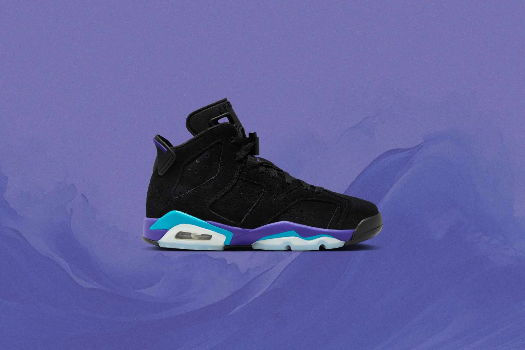 Air Jordan 6 Retro (GS) 'Aqua' - Black/Bright Concord/Aquatone