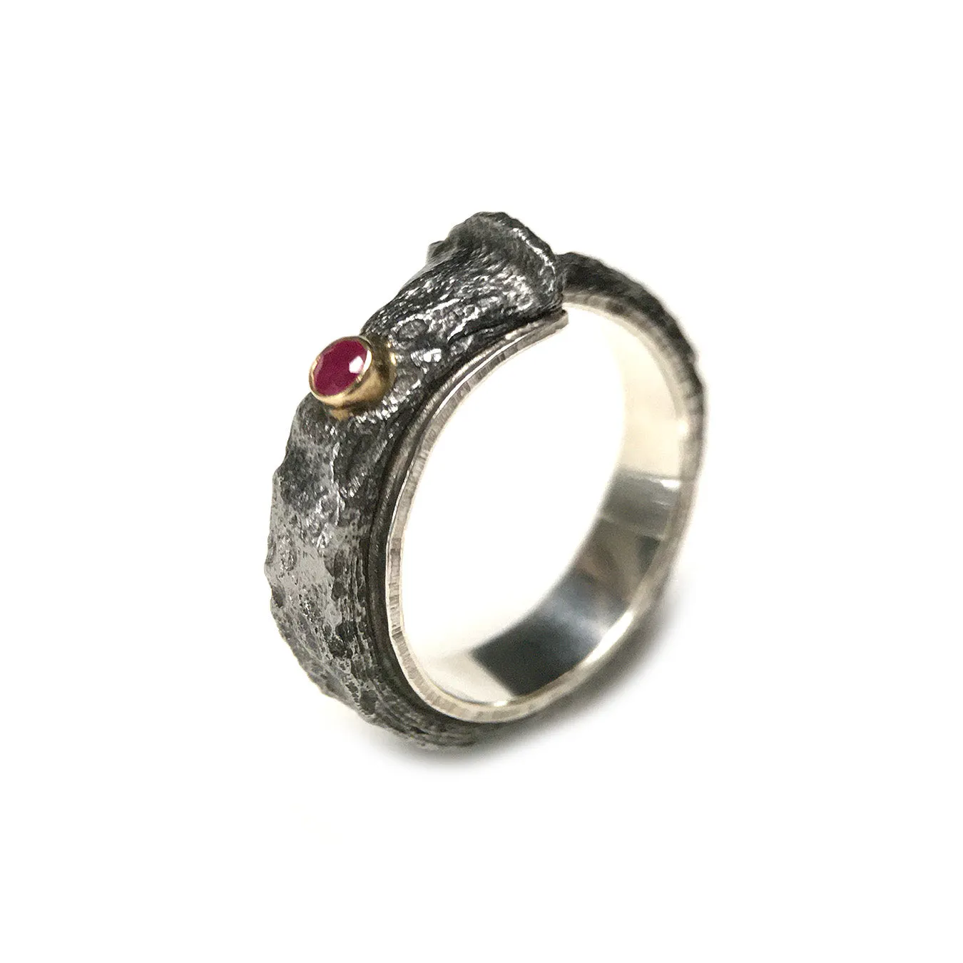 Antique Iron Nail Ring with Ruby