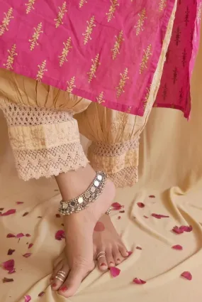 Beige Chikankari Afghani Salwar