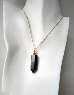 Black Agate Stalactite Essential Oil Bottle Pendant