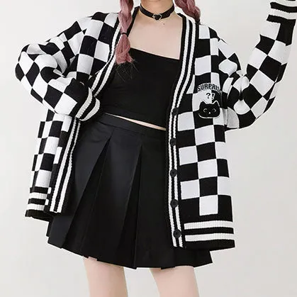 Black Cat Checkered Cardigan SD01750