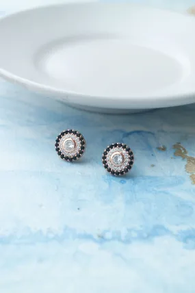 Black Halo Evil Eye Rose Gold Plated Sterling Silver Stud Earrings