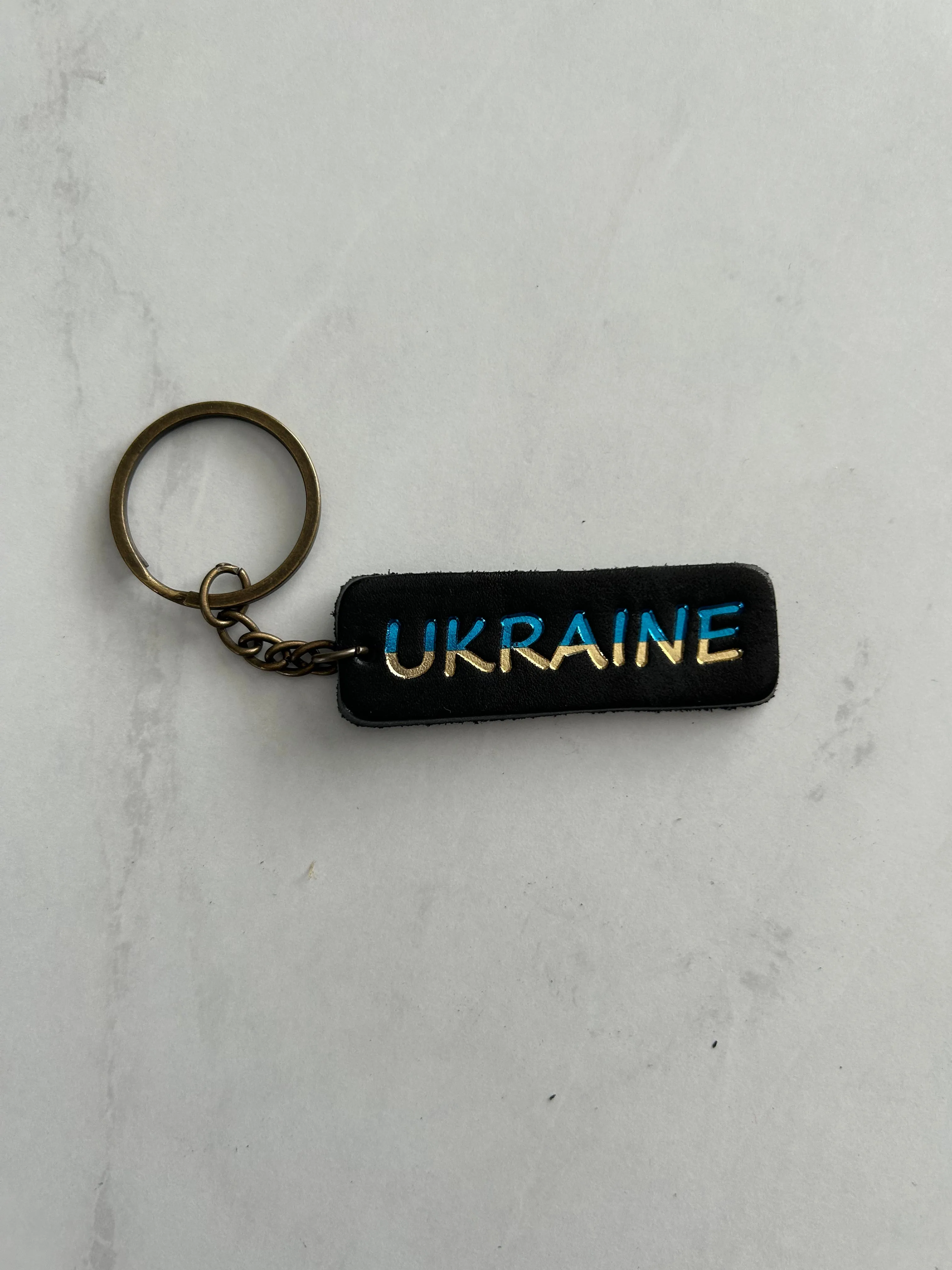 Black Leather Keychain-“Ukraine”