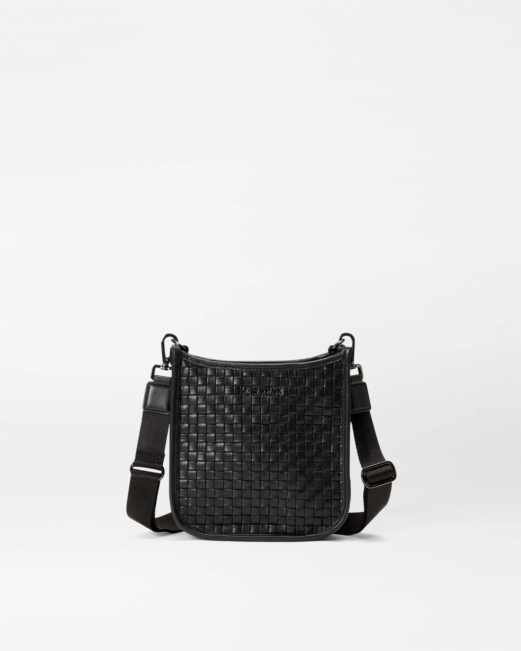 Black Leather Small Woven Box Crossbody