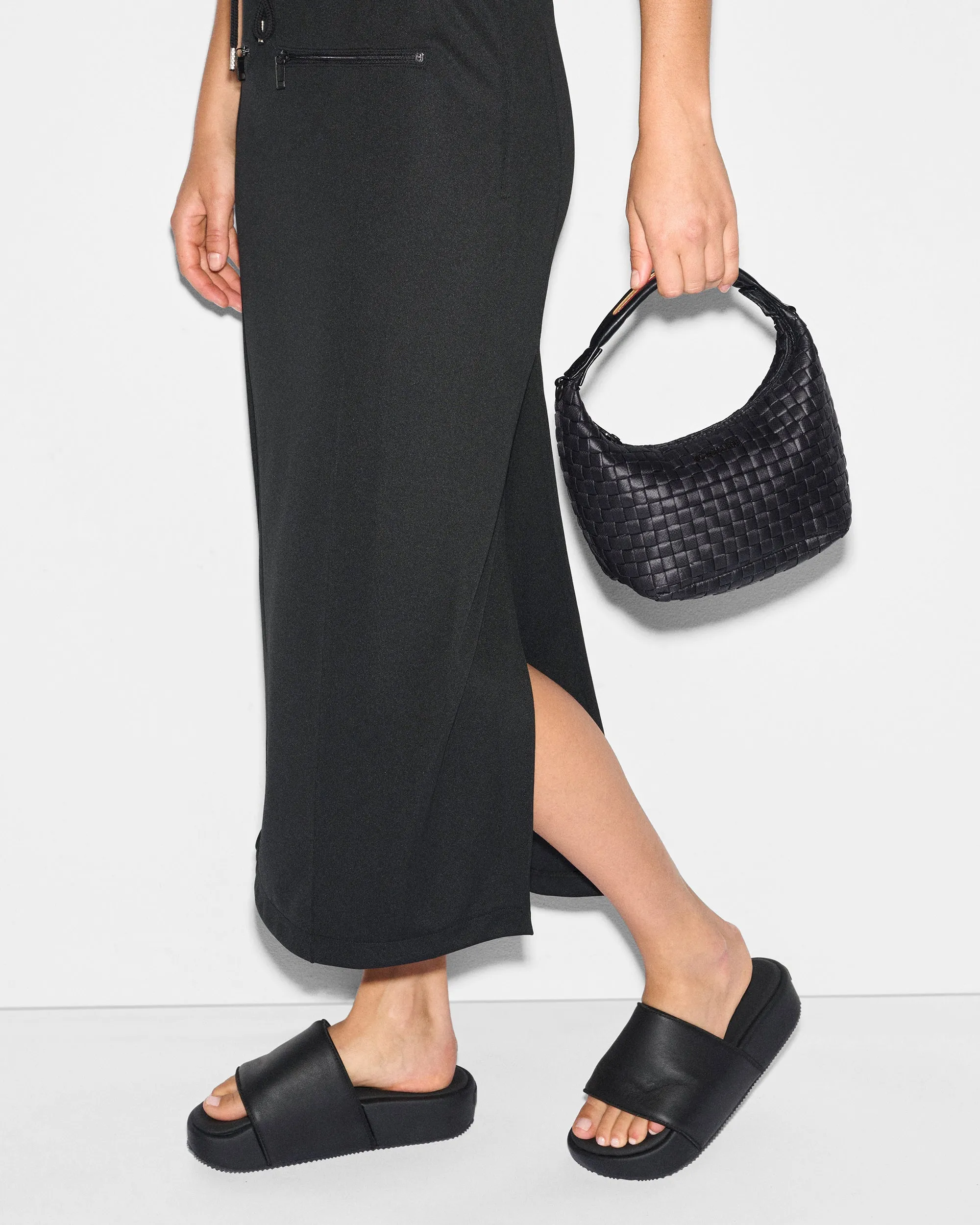 Black Mini Woven Hobo