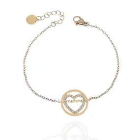 Bracciale Donna Gioiello Ciondolo Cuore Strass Scritta Mamma