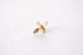 Bumble Bee Wholesale Charm - 16k Gold Plated over Puffy 3D Queen Bee Honeybee Insect Buzzing Honey Boho Pendant HarperCrown Charms B185