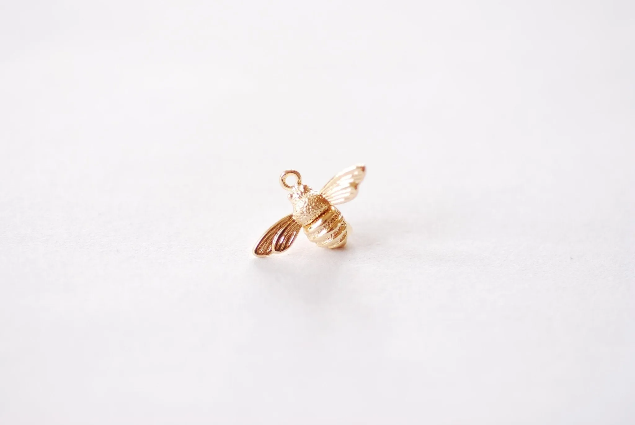 Bumble Bee Wholesale Charm - 16k Gold Plated over Puffy 3D Queen Bee Honeybee Insect Buzzing Honey Boho Pendant HarperCrown Charms B185