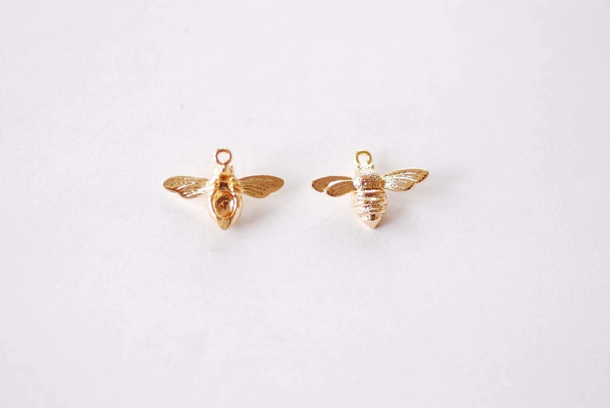 Bumble Bee Wholesale Charm - 16k Gold Plated over Puffy 3D Queen Bee Honeybee Insect Buzzing Honey Boho Pendant HarperCrown Charms B185