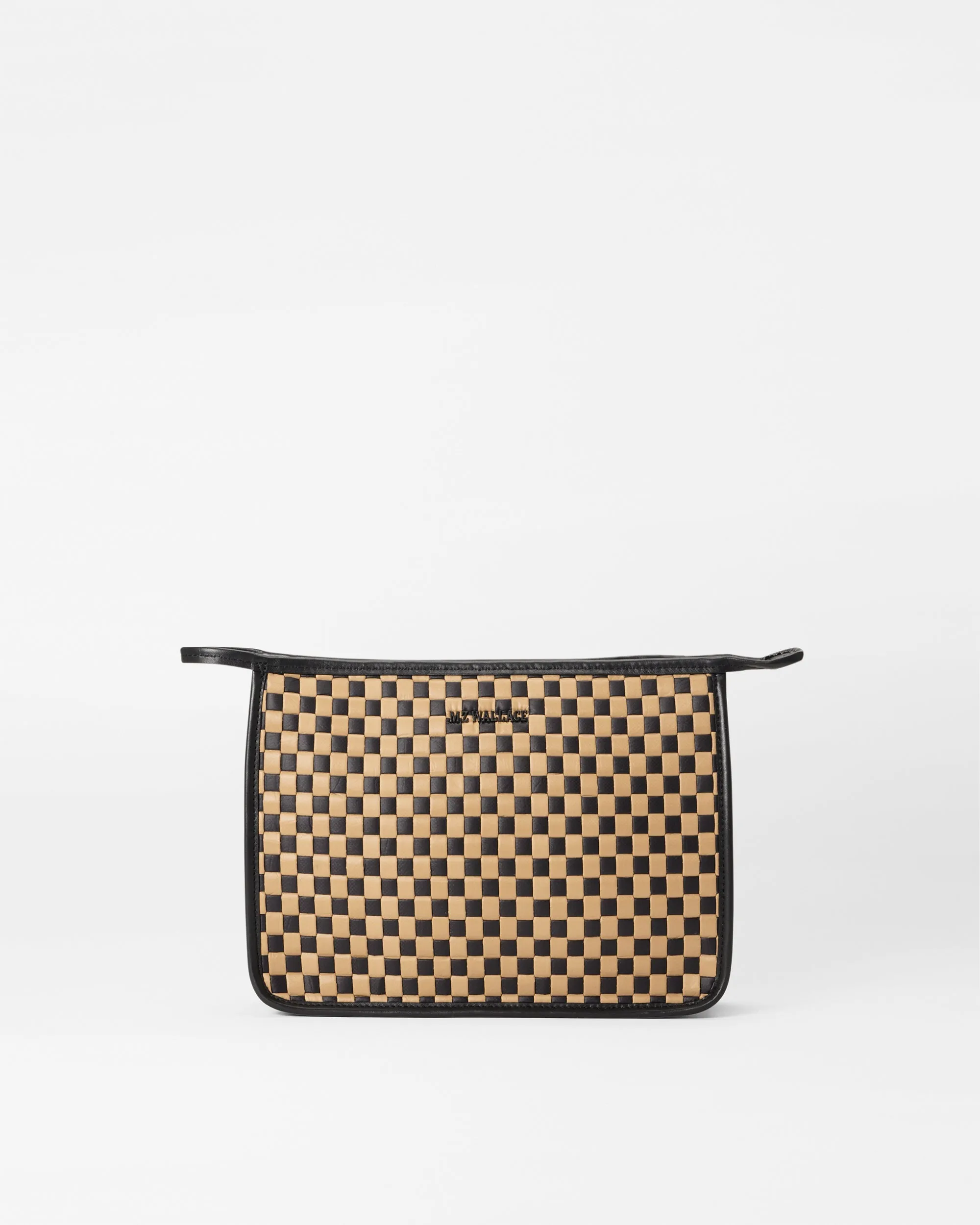 Camel & Black Woven Clutch