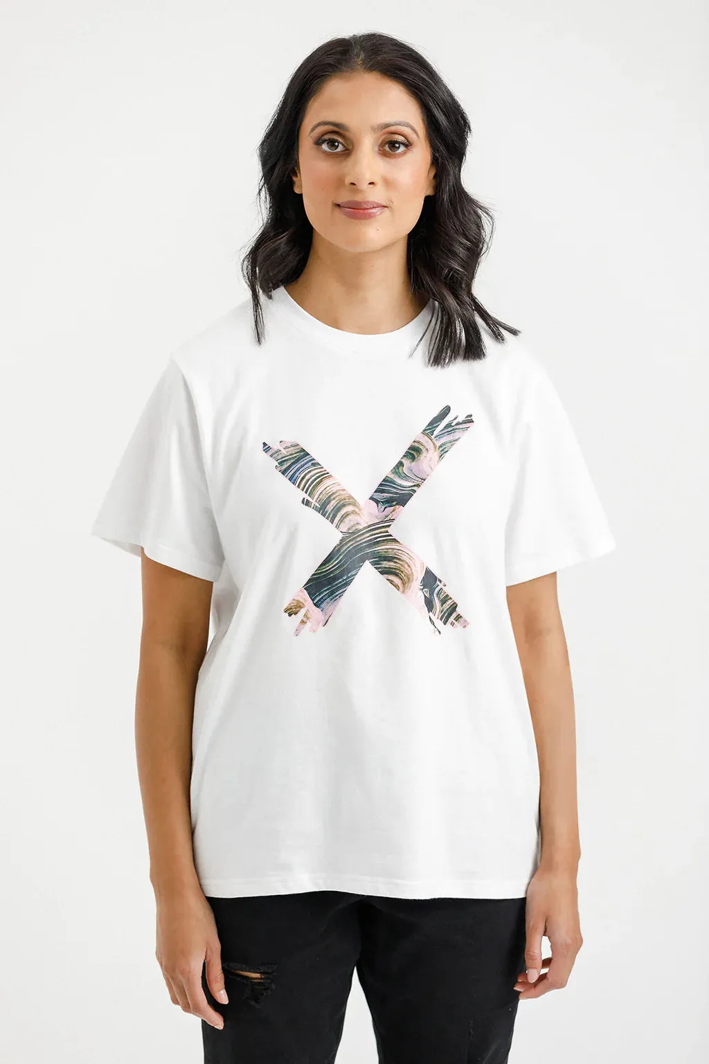 Chris Tee | White with Bloom Swirl X