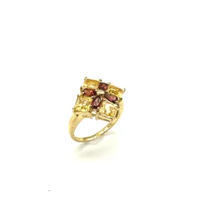 Citrine & Garnet Diamond Shaped Ring