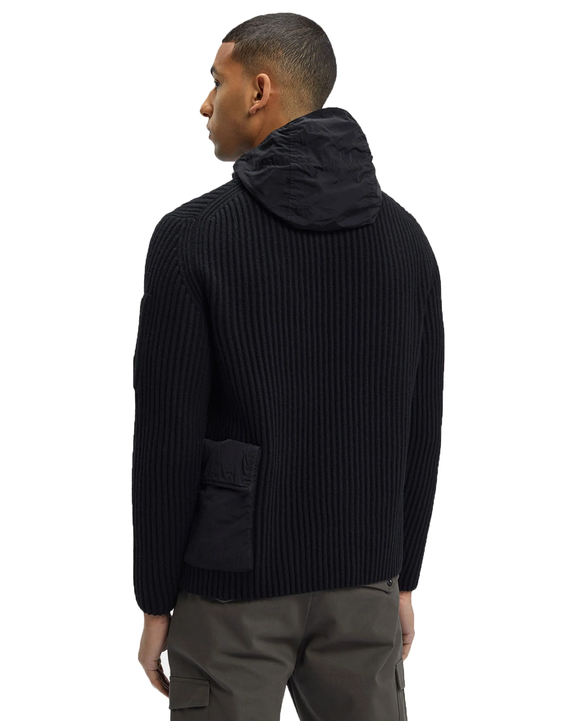 CP Company Lambswool Mixed Hooded Knit Nero