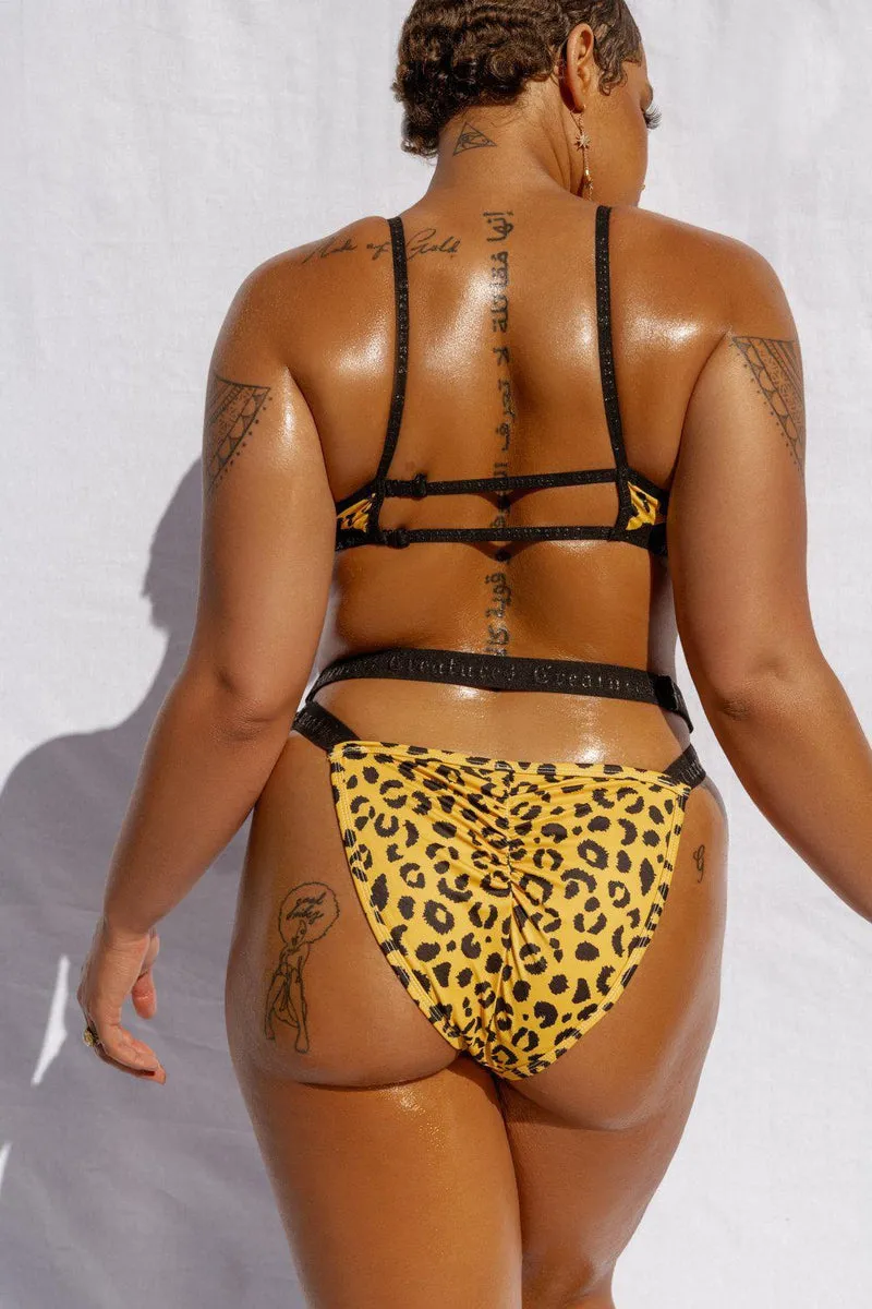 CXIX Buckle Up Bottoms - Yellow Leopard