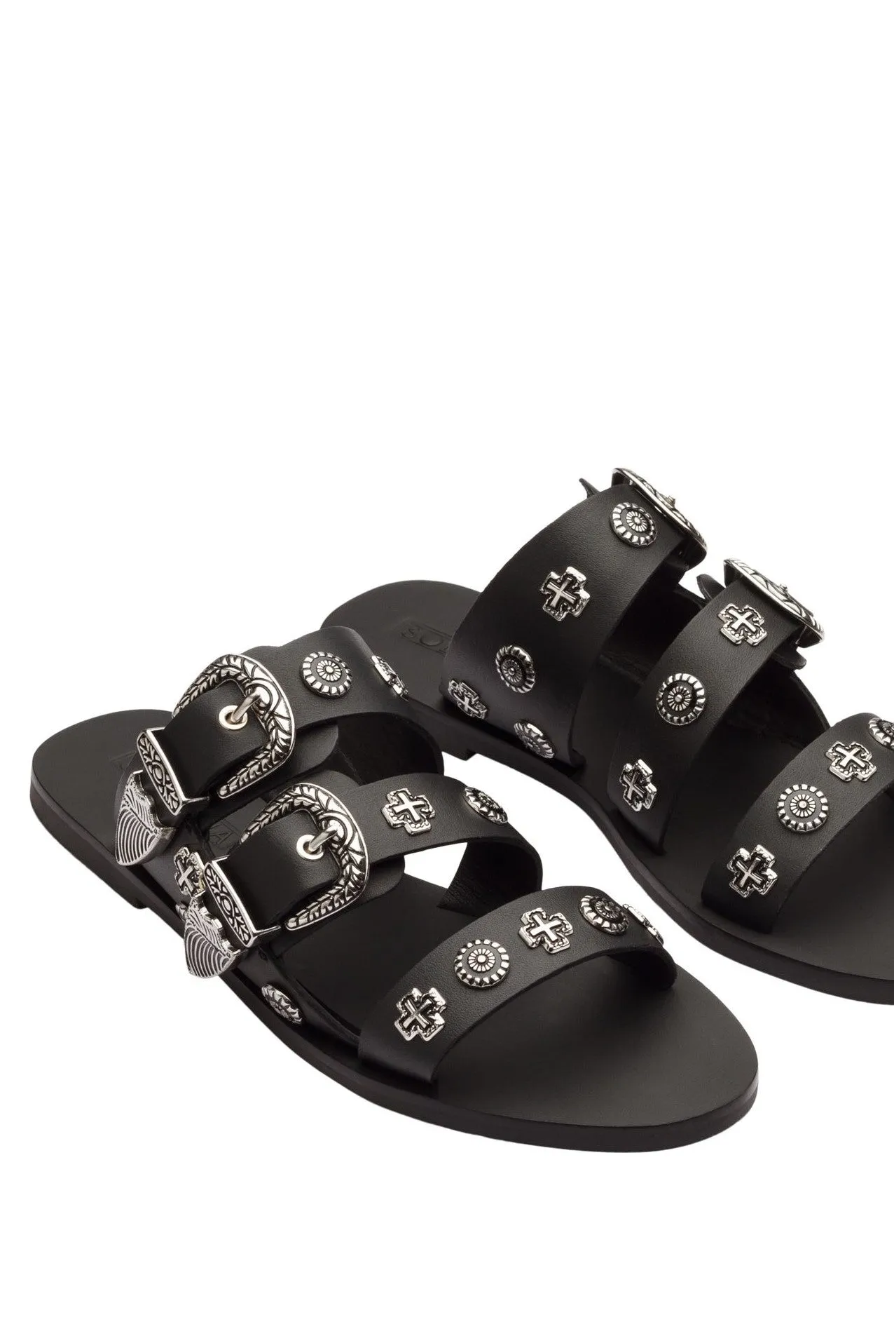 Eastwood Stud Slides - Black / Silver