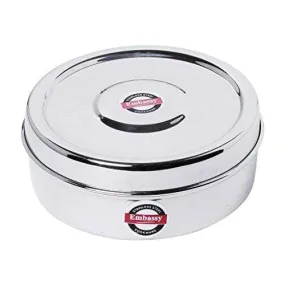 Embassy Sleek Puri Box / Container - Pack of 2 (Size 9, 600 ml each), Stainless Steel