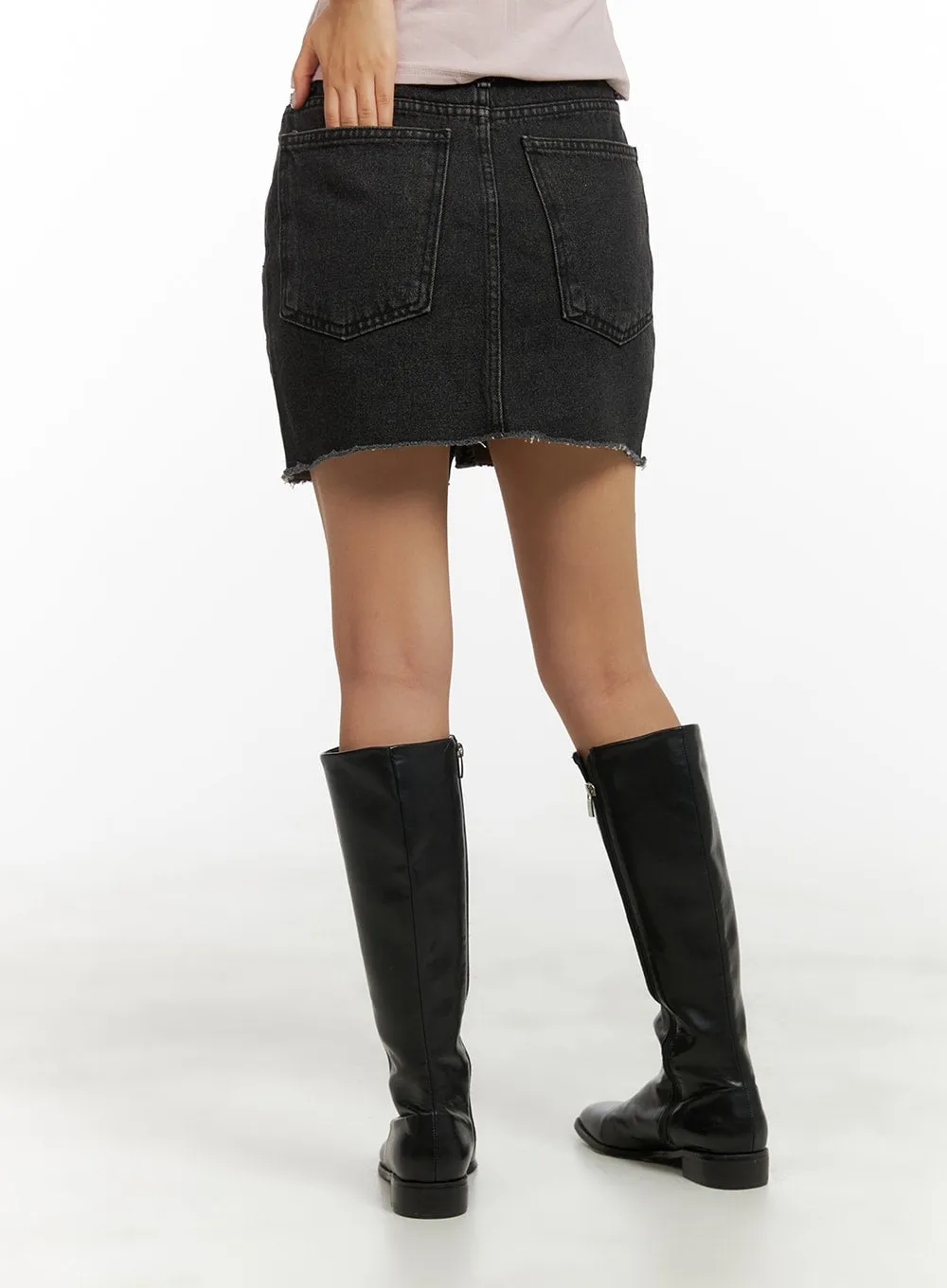 Front Slit Denim Mini Skirt CA415