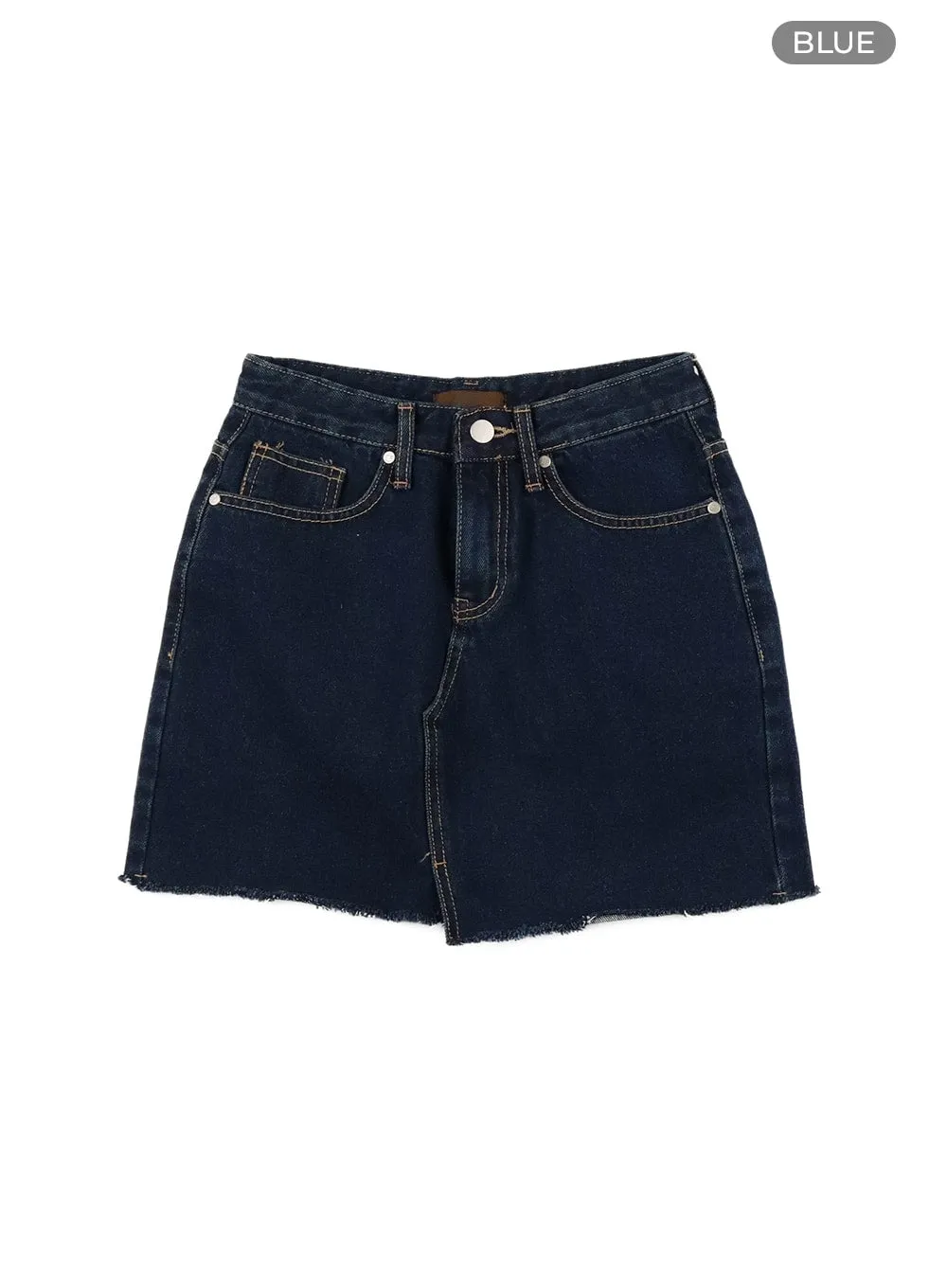 Front Slit Denim Mini Skirt CA415