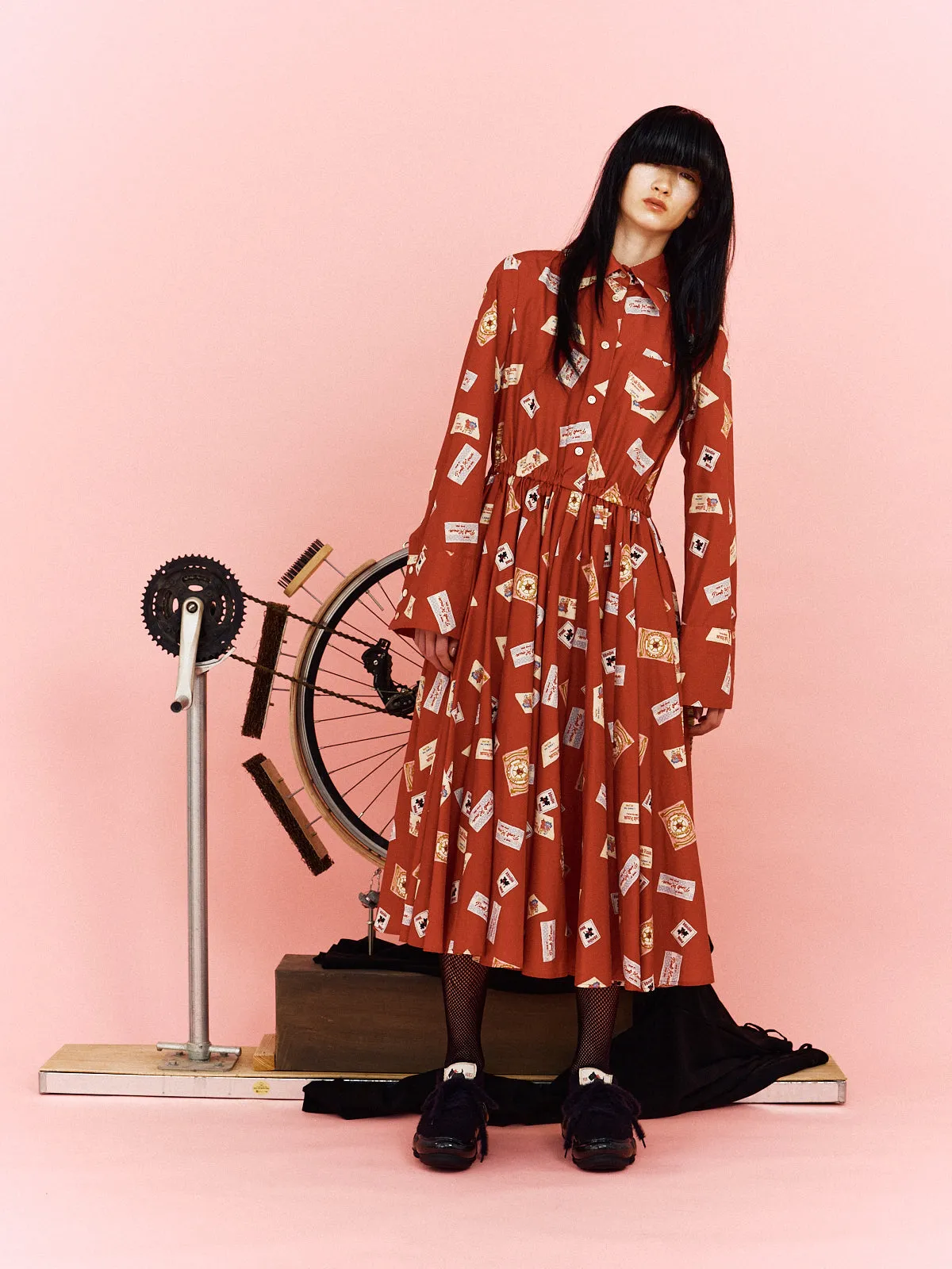 Gathered Dress / Red / MIKIOSAKABE × PINK HOUSE