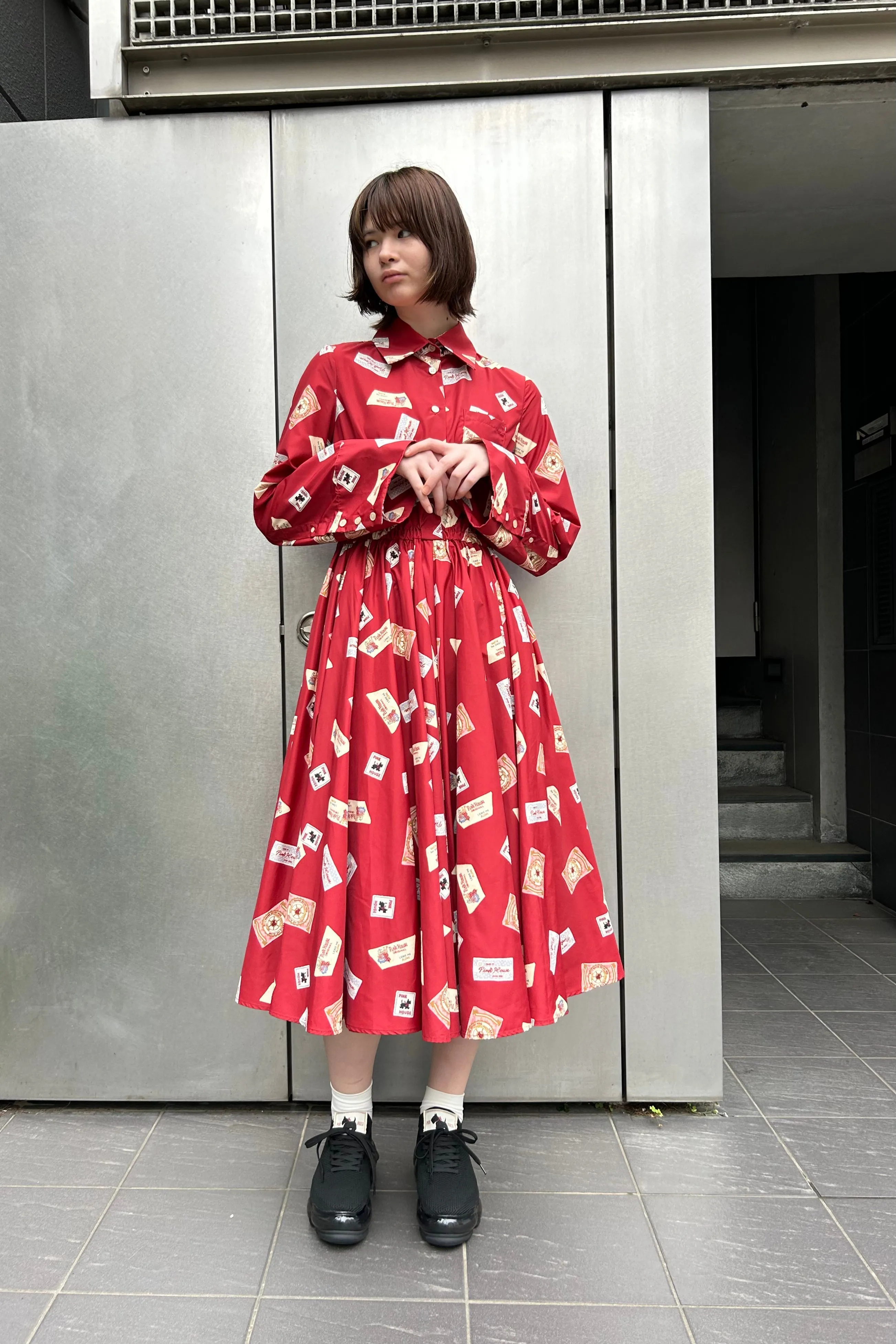 Gathered Dress / Red / MIKIOSAKABE × PINK HOUSE