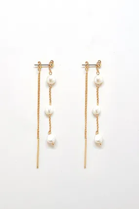 Gold Pearl Chain Earrings