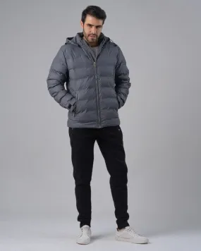 HOODED PUFFER JACKET - GREY