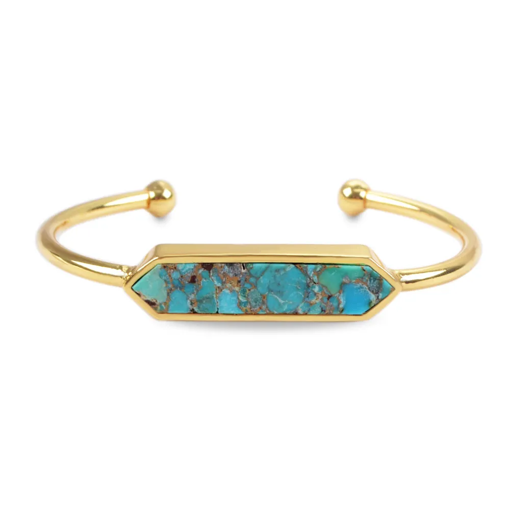 Hyacinth Gold Turquoise Cuff Bangle