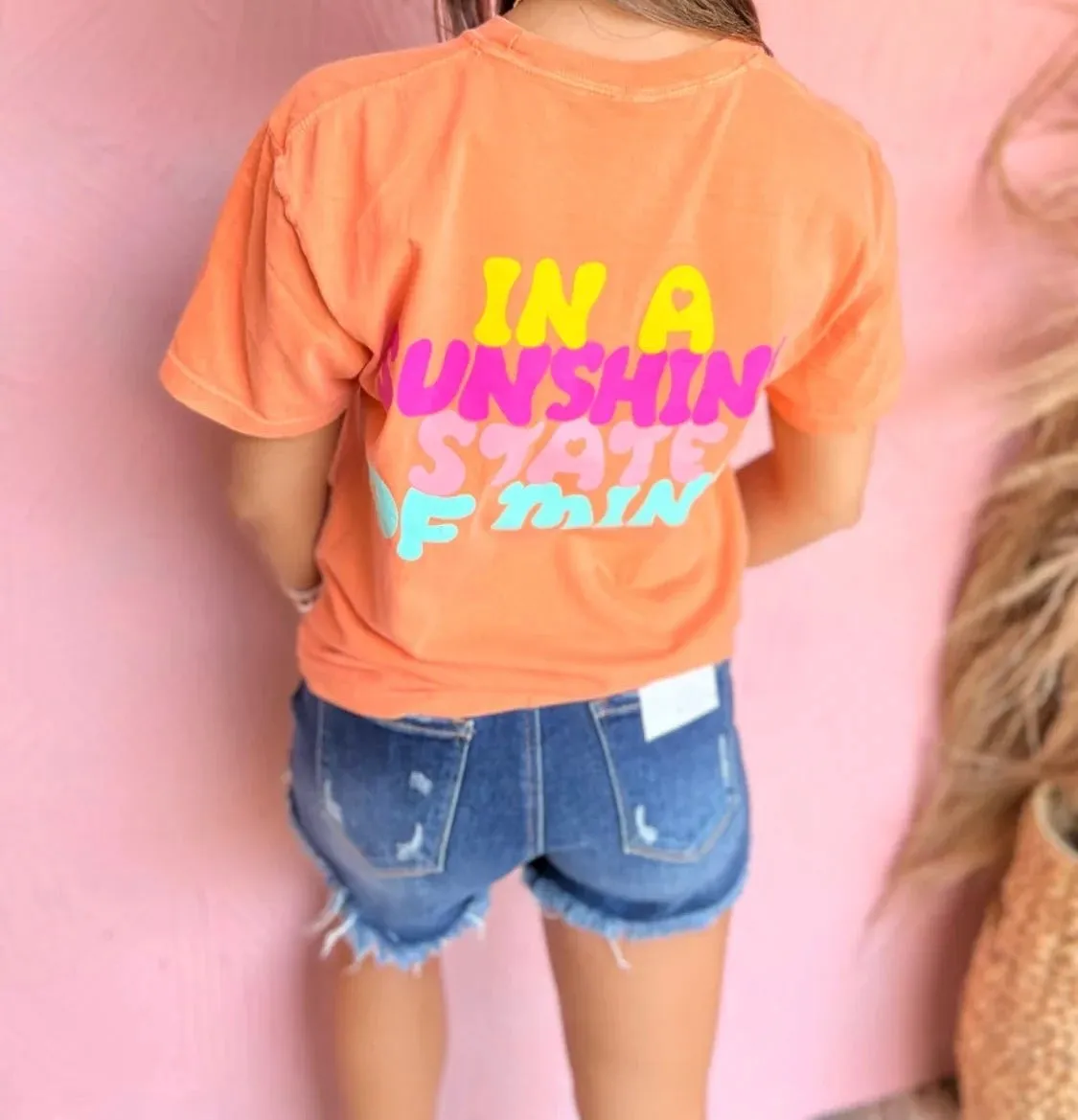 {IN A SUNSHINE STATE OF MIND} Front   Back Orange Crew Neck Tee