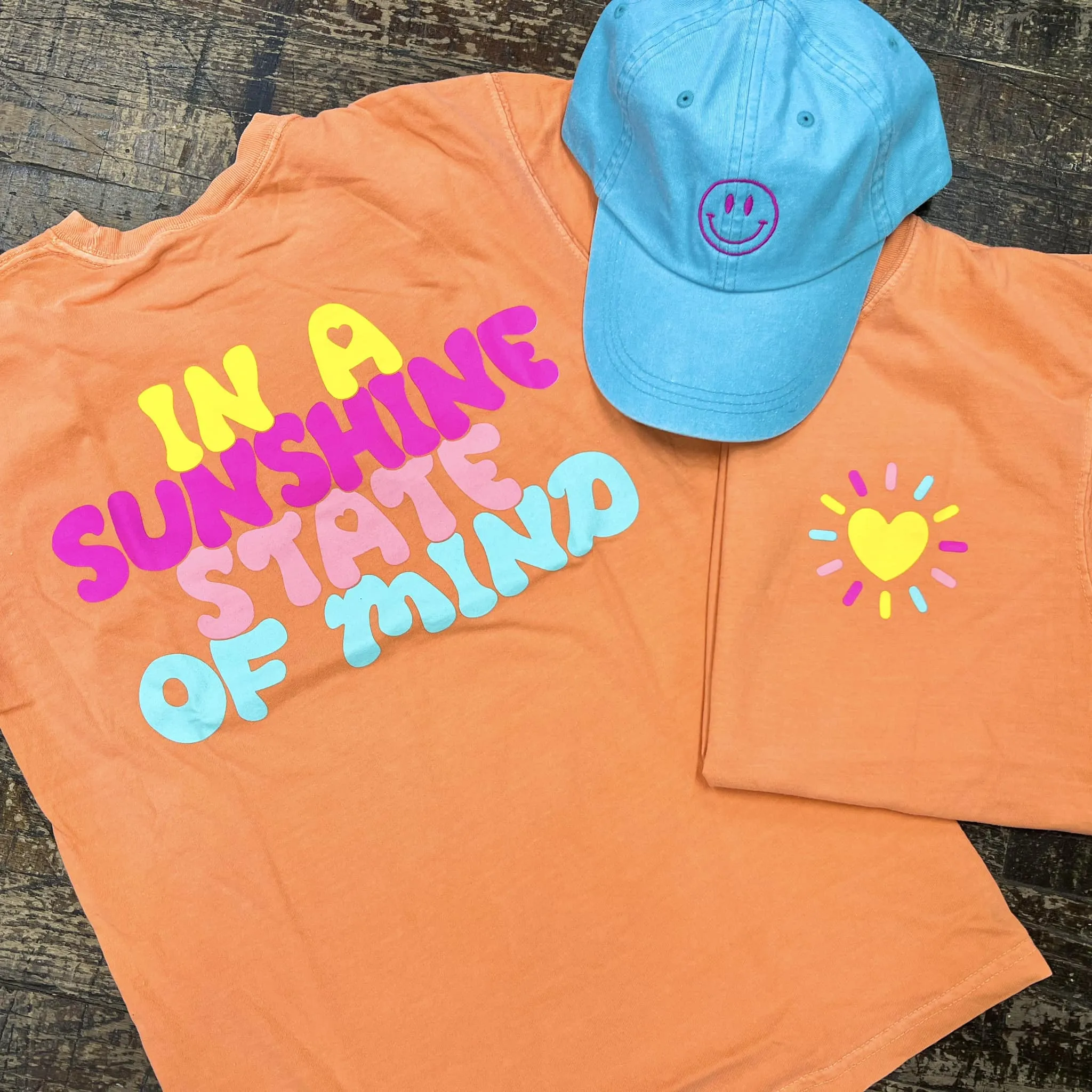 {IN A SUNSHINE STATE OF MIND} Front   Back Orange Crew Neck Tee