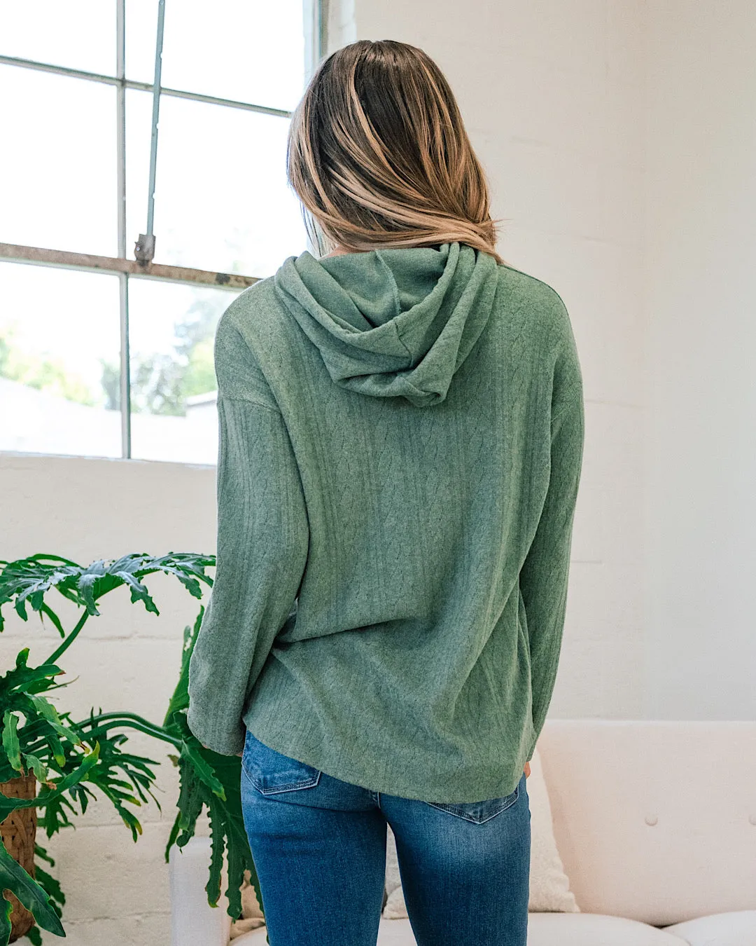 Jillian Brushed Sage Hooded Top