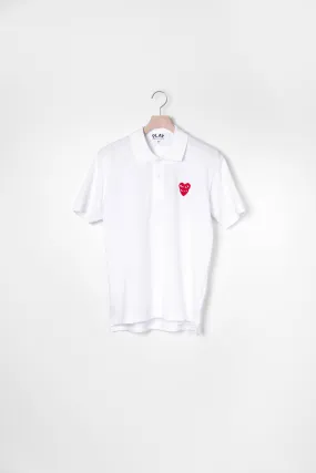 Layered Double Emblem Polo White/Red T290