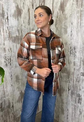 Layla Brown & Black Plaid Tartan Shacket