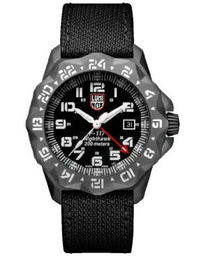 Luminox Mens F-117 Nighthawk GMT Series - Gunmetal PVD Case - Black Kevlar Strap