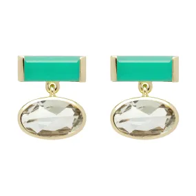 MARGARITA BAGUETTE CHRYSOPRASE   AMETHYST EARRINGS