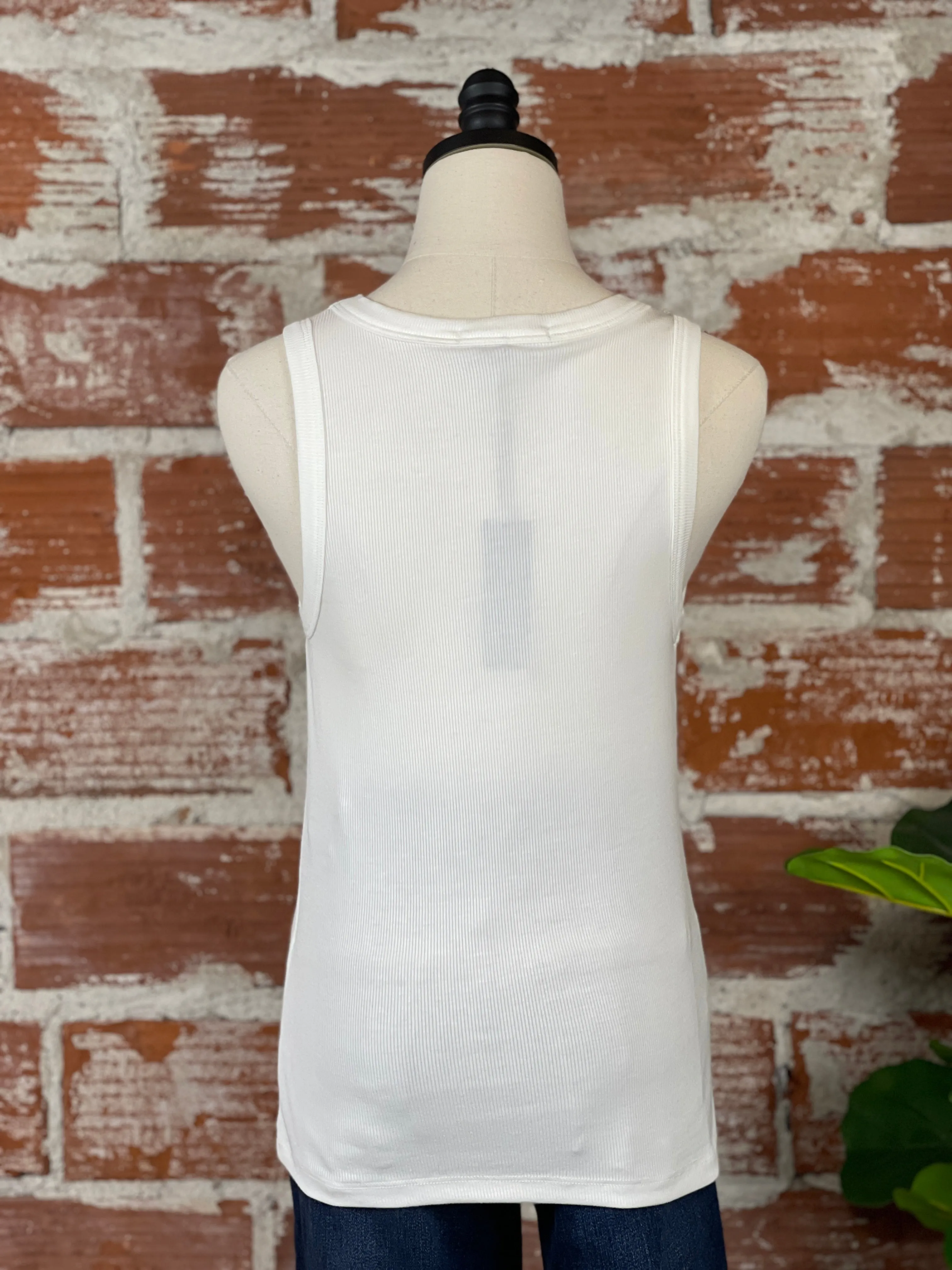 Matty M Ribbed Tank in Vellum